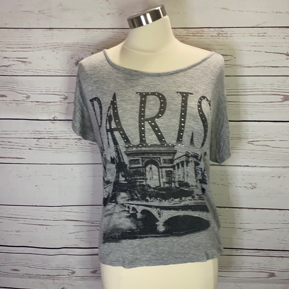 Paris lace distressed tee